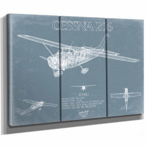 Bella Frye Home & Garden > Decor > Artwork Cessna 206 Stationer Aircraft Blueprint Wall Art - Original Airplane Print