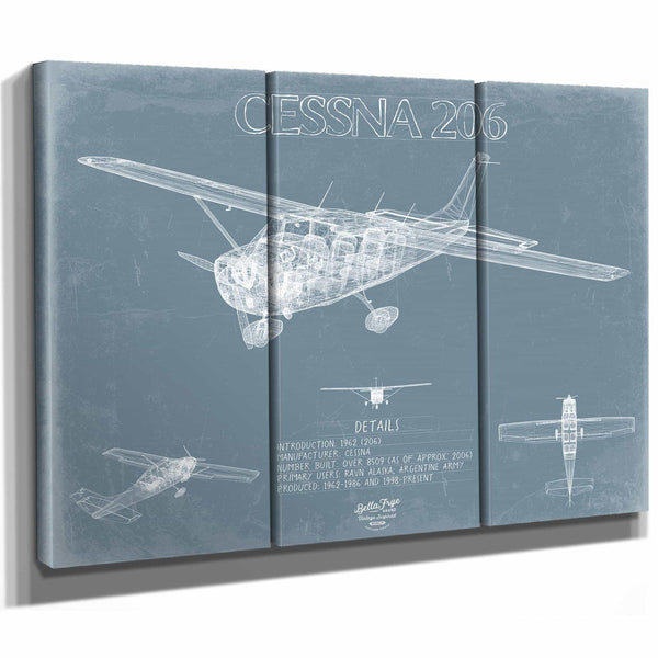 Bella Frye Home & Garden > Decor > Artwork Cessna 206 Stationer Aircraft Blueprint Wall Art - Original Airplane Print
