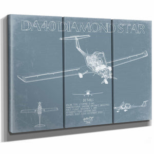 Bella Frye Home & Garden > Decor > Artwork Diamond DA40 Diamond Star Aircraft Blueprint Wall Art - Original Airplane Print
