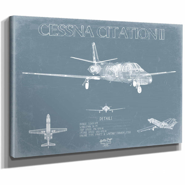 Bella Frye Home & Garden > Decor > Artwork Cessna Citation II Aircraft Blueprint Wall Art - Original Airplane Print