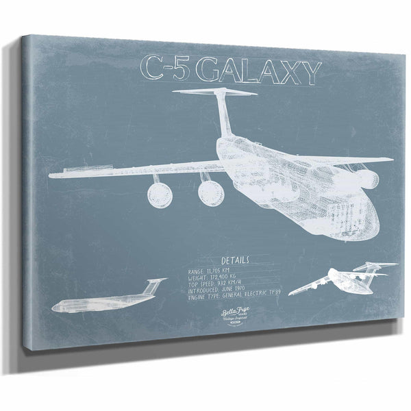 Bella Frye Home & Garden > Decor > Artwork C-5 Galaxy Blueprint Wall Art - Original Aviation Plane Print