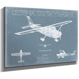 Bella Frye Home & Garden > Decor > Artwork Cessna 172 Skyhawk Aircraft Blueprint Wall Art - Original Airplane Print