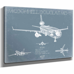 Bella Frye Home & Garden > Decor > Artwork McDonnell Douglas MD-11 Aircraft Blueprint Wall Art - Original Aviation Plane Print