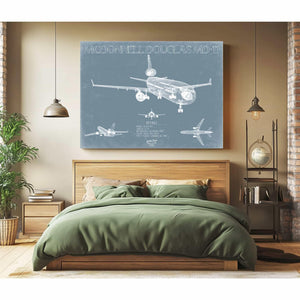 Bella Frye Home & Garden > Decor > Artwork McDonnell Douglas MD-11 Aircraft Blueprint Wall Art - Original Aviation Plane Print