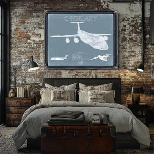 Bella Frye Home & Garden > Decor > Artwork C-5 Galaxy Blueprint Wall Art - Original Aviation Plane Print