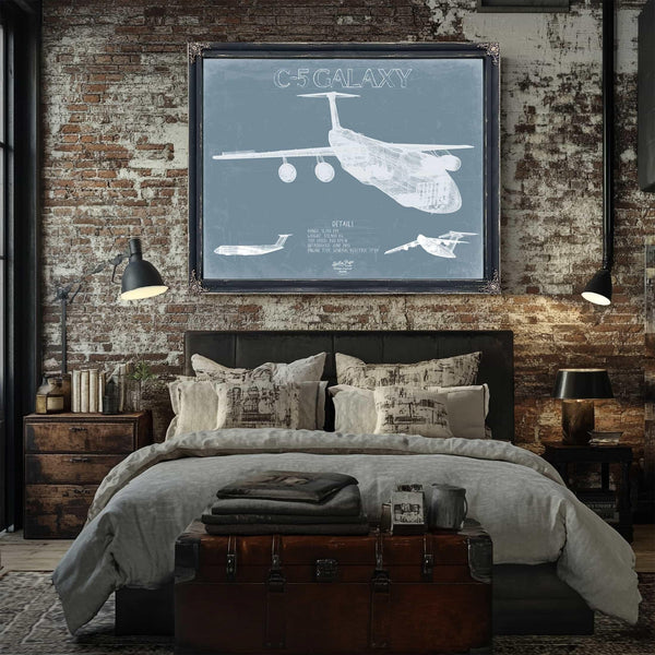 Bella Frye Home & Garden > Decor > Artwork C-5 Galaxy Blueprint Wall Art - Original Aviation Plane Print