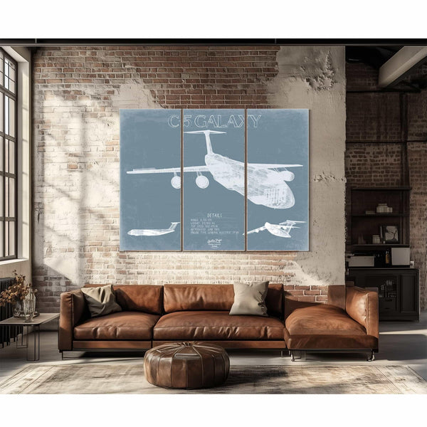 Bella Frye Home & Garden > Decor > Artwork C-5 Galaxy Blueprint Wall Art - Original Aviation Plane Print