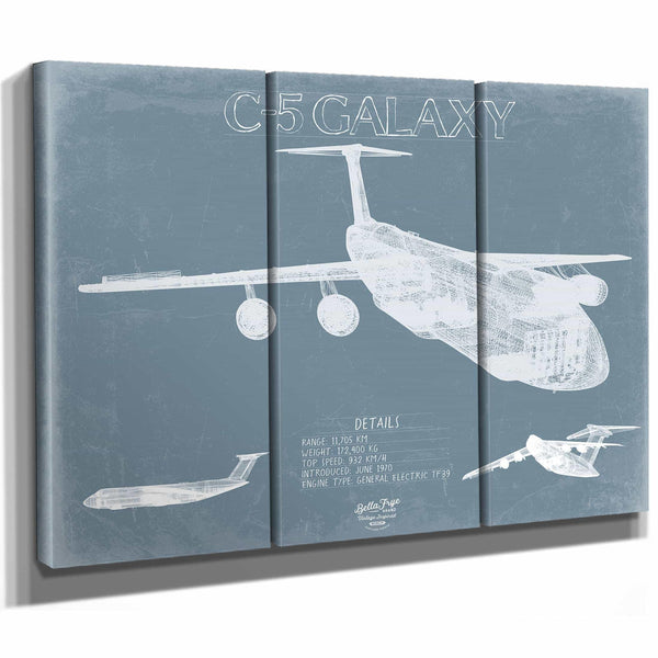 Bella Frye Home & Garden > Decor > Artwork C-5 Galaxy Blueprint Wall Art - Original Aviation Plane Print