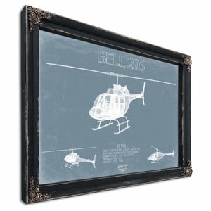 Bella Frye Home & Garden > Decor > Artwork Bell 206 Helicopter Blueprint Wall Art - Original Aviation Print