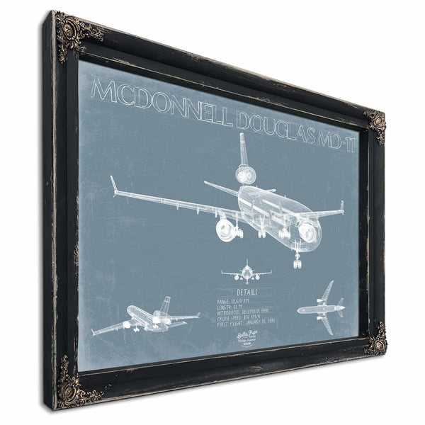 Bella Frye Home & Garden > Decor > Artwork McDonnell Douglas MD-11 Aircraft Blueprint Wall Art - Original Aviation Plane Print