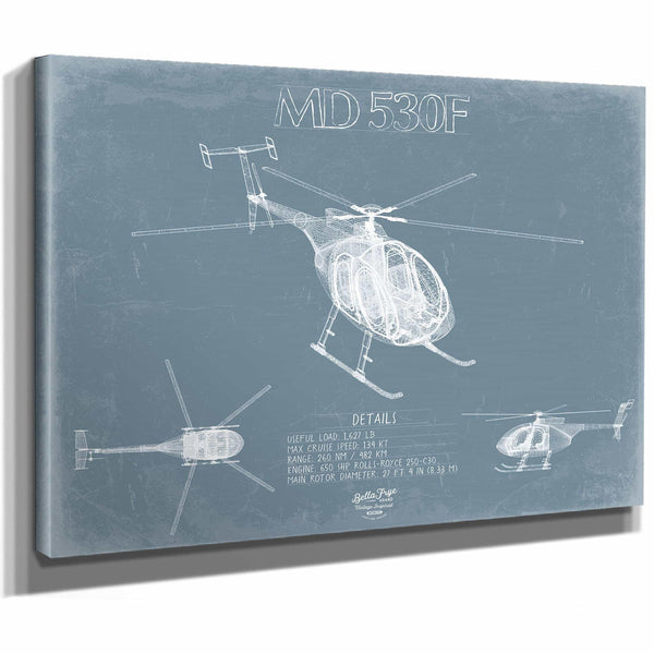 Bella Frye Home & Garden > Decor > Artwork MD-530F Aircraft Blueprint Wall Art - Original Helicopter Print