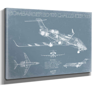 Bella Frye Home & Garden > Decor > Artwork Bombardier BD-100 Challenger 300 Aircraft Blueprint Wall Art - Original Aviation Plane Print
