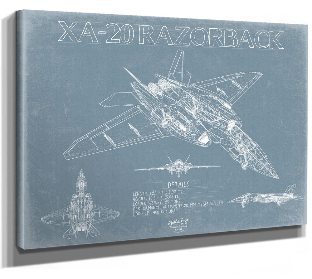 Bella Frye Home & Garden > Decor > Artwork A-20 Razorback Aircraft Blueprint Wall Art - Original Fighter Plane Print