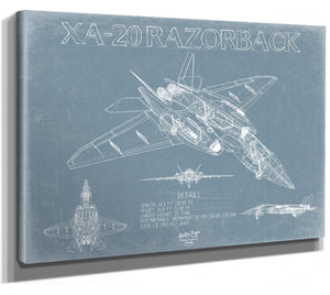 Bella Frye Home & Garden > Decor > Artwork A-20 Razorback Aircraft Blueprint Wall Art - Original Fighter Plane Print