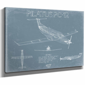 Bella Frye Home & Garden > Decor > Artwork Pilatus PC-12 Aircraft Blueprint Wall Art - Original Aviation Plane Print