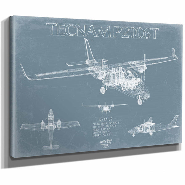 Bella Frye Home & Garden > Decor > Artwork Tecnam P2006T Aircraft Blueprint Wall Art - Original Airplane Print