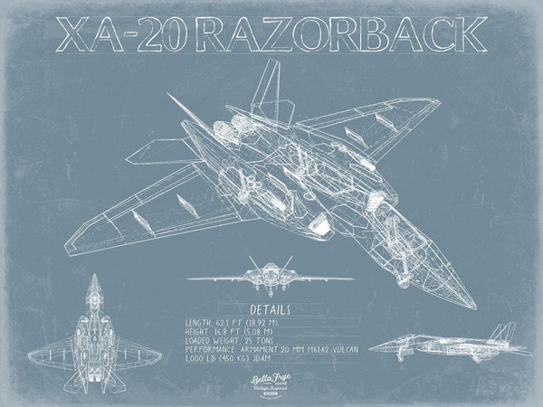 Bella Frye Home & Garden > Decor > Artwork A-20 Razorback Aircraft Blueprint Wall Art - Original Fighter Plane Print