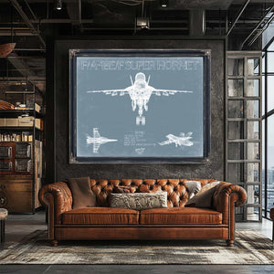 Bella Frye Home & Garden > Decor > Artwork Boeing F/A 18E/F Super Hornet Aircraft Blueprint Wall Art - Original Aviation Plane Print