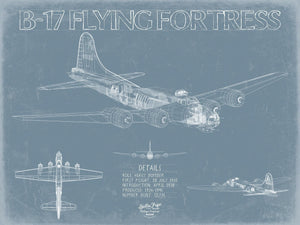 Bella Frye Home & Garden > Decor > Artwork B-17 Flying Fortress Aircraft Blueprint Wall Art - Original Aviation Plane Print
