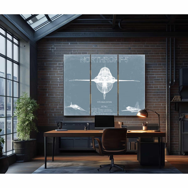 Bella Frye Home & Garden > Decor > Artwork Northrop F-5 Aircraft Blueprint Wall Art - Original Fighter Plane Print