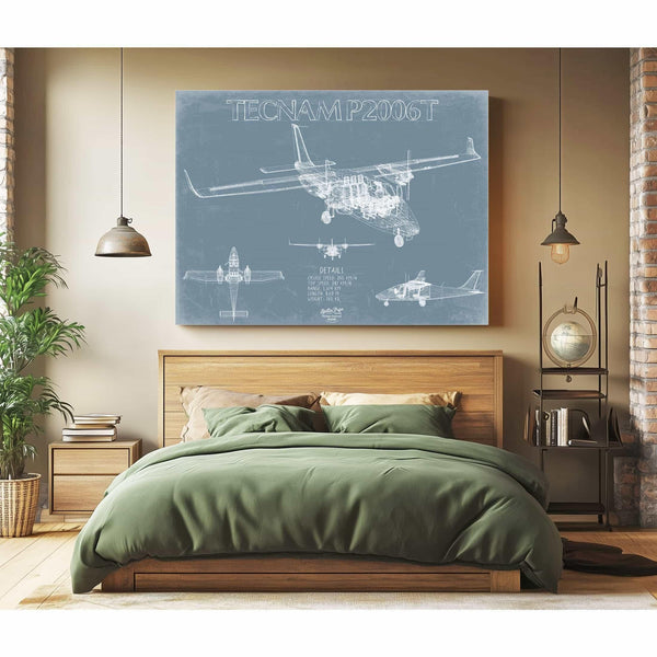 Bella Frye Home & Garden > Decor > Artwork Tecnam P2006T Aircraft Blueprint Wall Art - Original Airplane Print