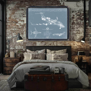 Bella Frye Home & Garden > Decor > Artwork Bombardier BD-100 Challenger 300 Aircraft Blueprint Wall Art - Original Aviation Plane Print