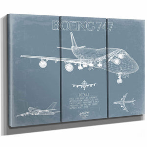 Bella Frye Home & Garden > Decor > Artwork Boeing 747 Aircraft Blueprint Wall Art - Original Aviation Plane Print