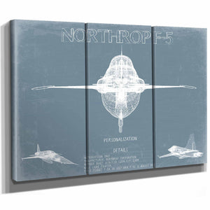 Bella Frye Home & Garden > Decor > Artwork Northrop F-5 Aircraft Blueprint Wall Art - Original Fighter Plane Print