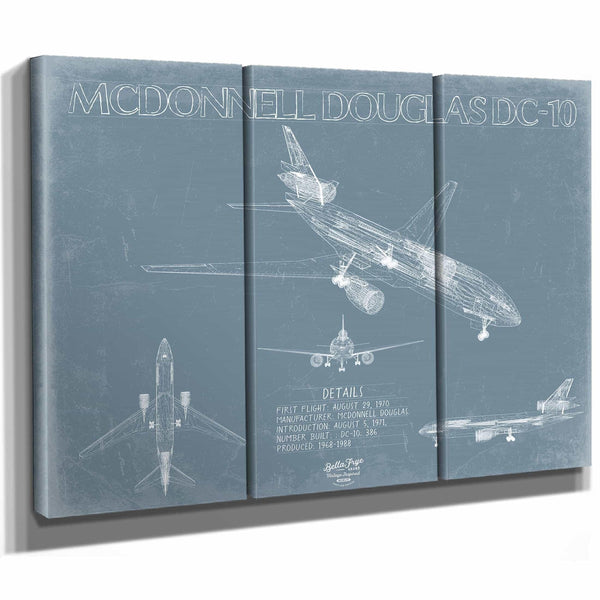 Bella Frye Home & Garden > Decor > Artwork McDonnell Douglas DC-10 Aircraft Blueprint Wall Art - Original Aviation Plane Print