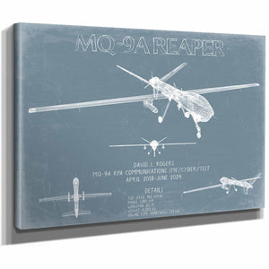 Bella Frye Home & Garden > Decor > Artwork MQ-9A Reaper Aircraft Blueprint Wall Art - Original Airplane Print
