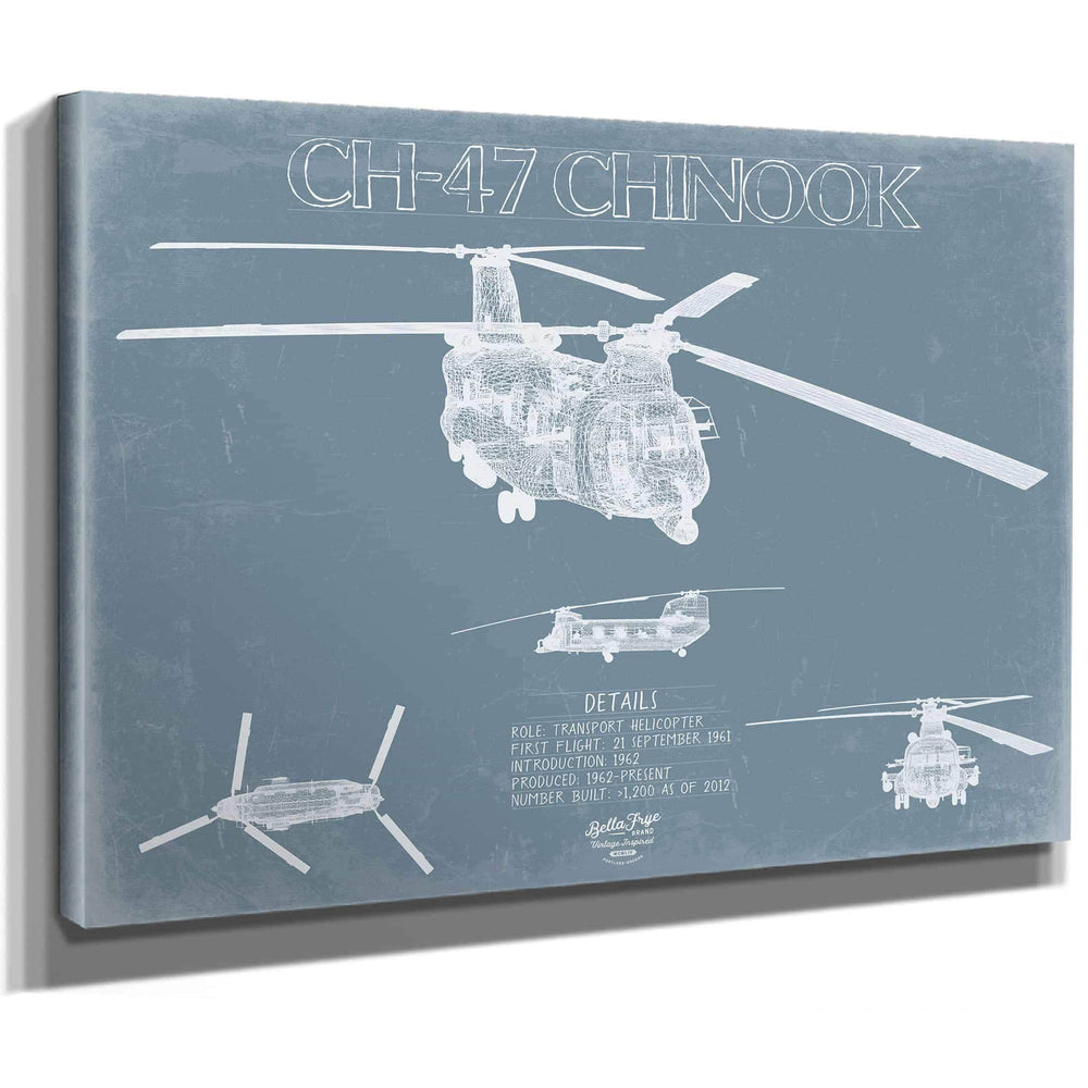 Bella Frye Home & Garden > Decor > Artwork Boeing CH-47 Chinook Helicopter Blueprint Wall Art - Original Aviation Print