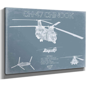 Bella Frye Home & Garden > Decor > Artwork Boeing CH-47 Chinook Helicopter Blueprint Wall Art - Original Aviation Print