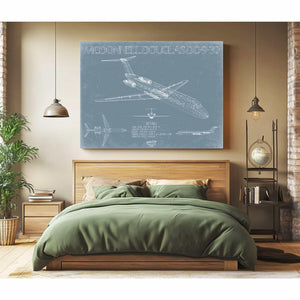 Bella Frye Home & Garden > Decor > Artwork McDonnell Douglas DC-9-30 Aircraft Blueprint Wall Art - Original Aviation Plane Print