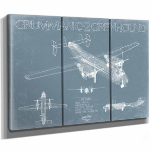 Bella Frye Home & Garden > Decor > Artwork Grumman C-2 Greyhound Aircraft Blueprint Wall Art - Original Cargo Aircraft Print