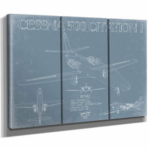 Bella Frye Home & Garden > Decor > Artwork Cessna 500 Citation I Aircraft Blueprint Wall Art - Original Airplane Print