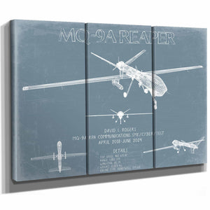 Bella Frye Home & Garden > Decor > Artwork MQ-9A Reaper Aircraft Blueprint Wall Art - Original Airplane Print