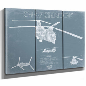 Bella Frye Home & Garden > Decor > Artwork Boeing CH-47 Chinook Helicopter Blueprint Wall Art - Original Aviation Print