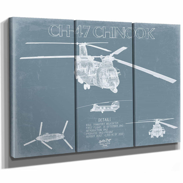Bella Frye Home & Garden > Decor > Artwork Boeing CH-47 Chinook Helicopter Blueprint Wall Art - Original Aviation Print