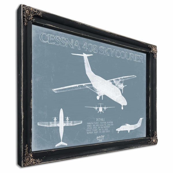 Bella Frye Home & Garden > Decor > Artwork Cessna 408 SkyCourier Aircraft Blueprint Wall Art - Original Airplane Print