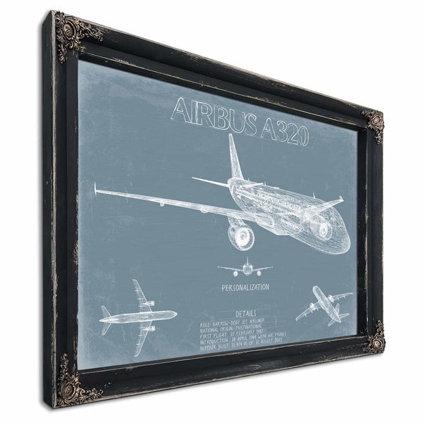 Bella Frye Home & Garden > Decor > Artwork Airbus A320 Aircraft Blueprint Wall Art - Original Aviation Plane Print