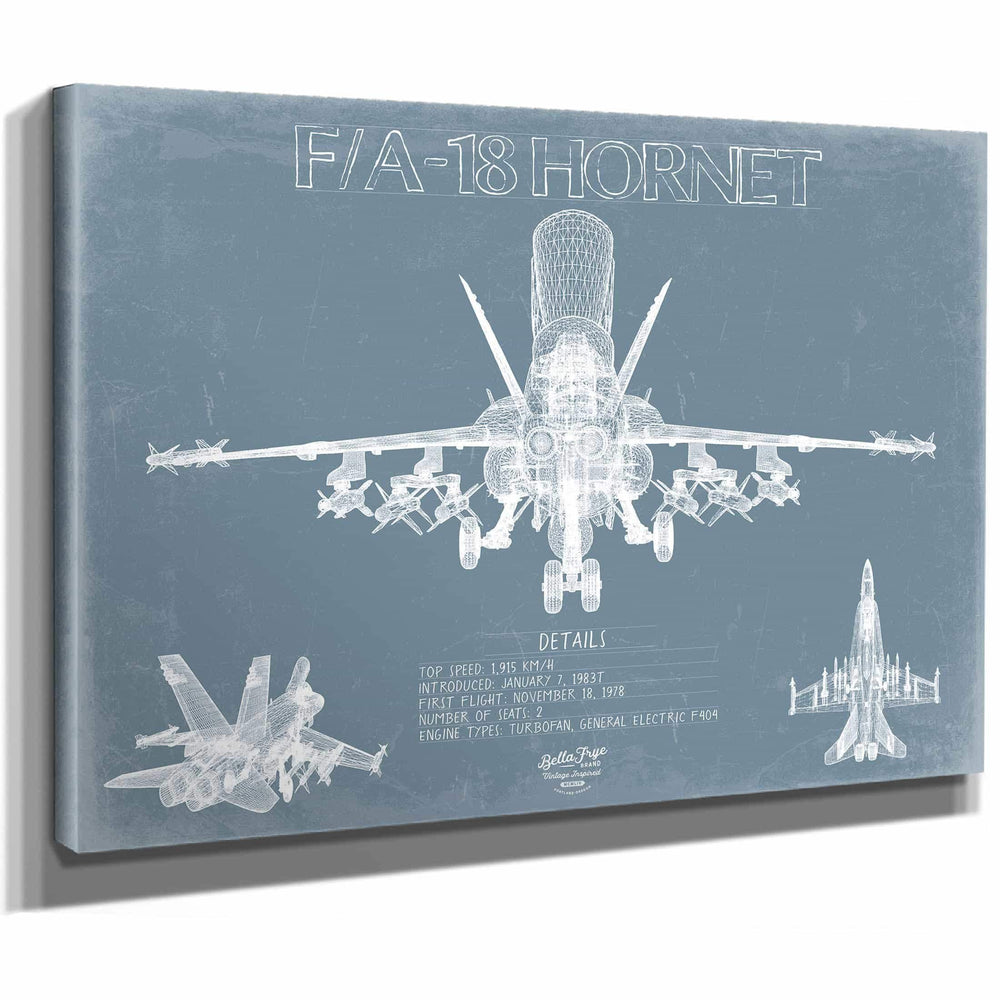 Bella Frye Home & Garden > Decor > Artwork Boeing F/A-18 Hornet Aircraft Blueprint Wall Art - Original Aviation Plane Print