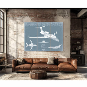 Bella Frye Home & Garden > Decor > Artwork Embraer Phenom 300 Aircraft Blueprint Wall Art - Original Airplane Print