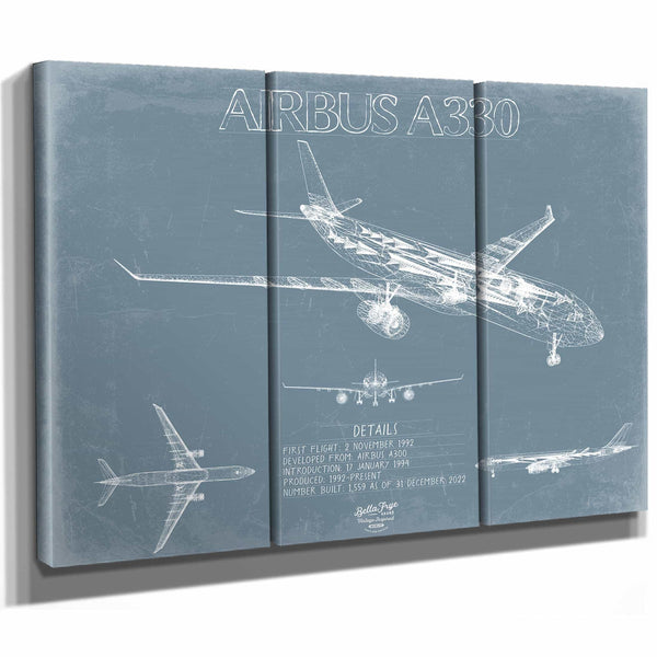 Bella Frye Home & Garden > Decor > Artwork Airbus A330 Aircraft Blueprint Wall Art - Original Aviation Plane Print