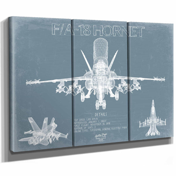 Bella Frye Home & Garden > Decor > Artwork Boeing F/A-18 Hornet Aircraft Blueprint Wall Art - Original Aviation Plane Print