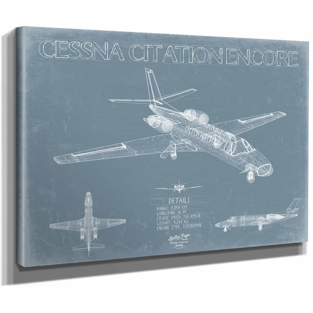 Bella Frye Home & Garden > Decor > Artwork Cessna Citation Encore Aircraft Blueprint Wall Art - Original Airplane Print