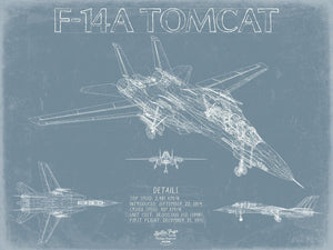 Bella Frye Home & Garden > Decor > Artwork F-14A Tomcat Top Gun Aircraft Blueprint Wall Art - Original Airplane Print