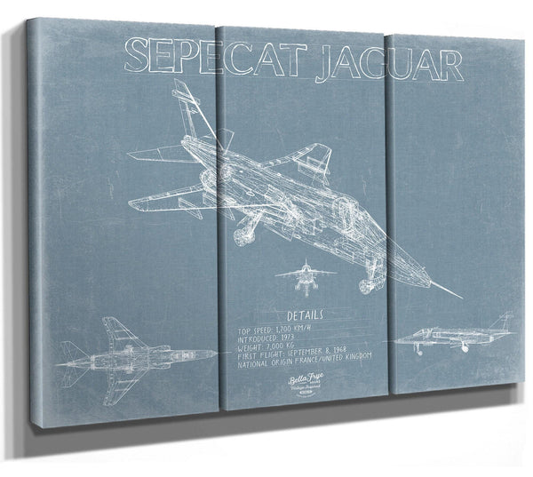 Bella Frye Home & Garden > Decor > Artwork SEPECAT Jaguar Aircraft Blueprint Wall Art - Original Fighter Plane Print