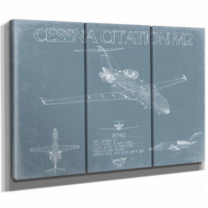 Bella Frye Home & Garden > Decor > Artwork Cessna Citation M2 Aircraft Blueprint Wall Art - Original Airplane Print