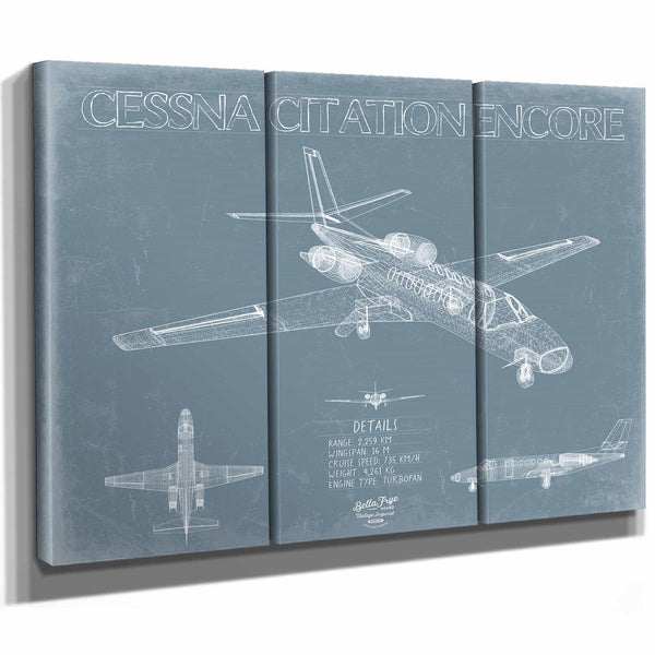Bella Frye Home & Garden > Decor > Artwork Cessna Citation Encore Aircraft Blueprint Wall Art - Original Airplane Print