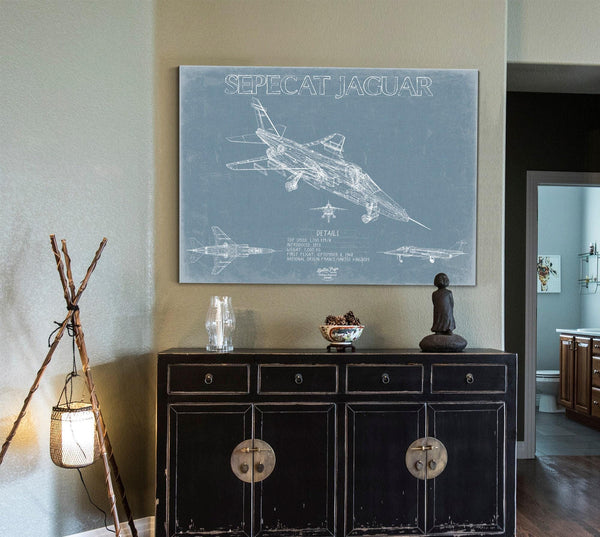 Bella Frye Home & Garden > Decor > Artwork SEPECAT Jaguar Aircraft Blueprint Wall Art - Original Fighter Plane Print